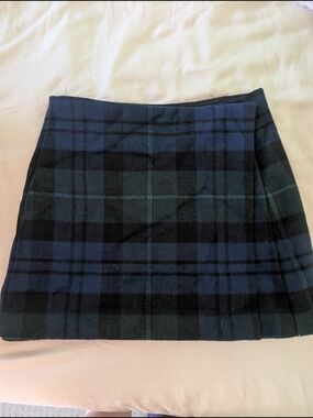 GAP Wool Plaid Mini Skirt - Navy & Green